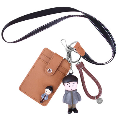 

Extreme space JDKJ creative keychain card sets card package bus card key ring hanging neck chest card set with lanyard student rice card school card access control card set plush ball