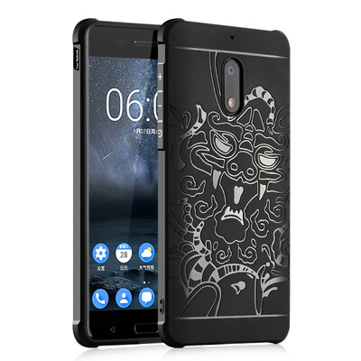 

Goowiiz Phone Case For Nokia 356 Carved Dragon Thin Matte soft Silicone Prevent falling