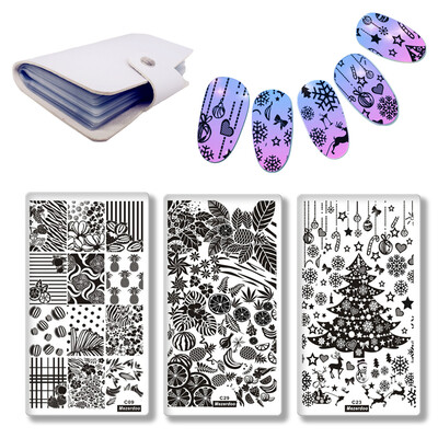 

Fruit Tree Stripe Nail Plate 4Pc Set Nails Art Image Stamp Stamping Plates Manicure Templates Diy Nail Painting Decoration Tools
