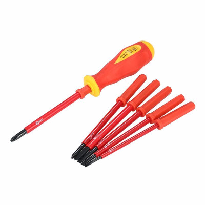 

PENGGONG 7PCS 1000V Insulated Screwdriver Set Multi-Bit Tools Repair Screw Driver with Magnetic Slotted And Phillips Bits Soft Gri
