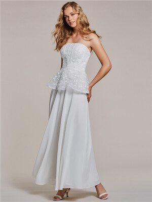 

CAZDZY Strapless Lace Appliques A Line Prom Dress