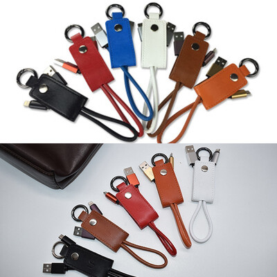 

USB Cables For iPhone Cable 2A Charge For Lightning Cable For iPhone iPad Air Key Chain Leather Ring Cables Fast Charging Data Lin
