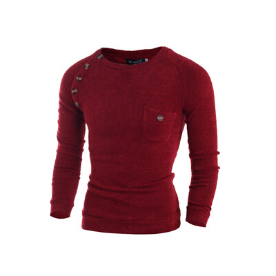 

Zogaa New Korean Mens Knitwear Splice Slim Pure Color