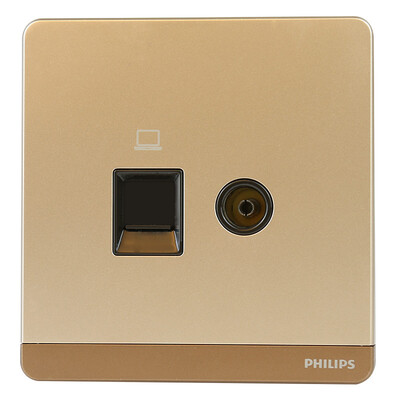 

Philips PHILIPS switch socket escape series two computer TV socket champagne