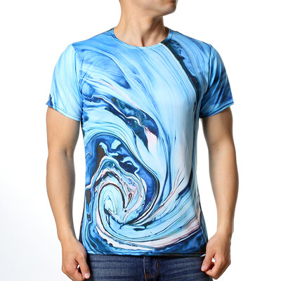 

Fashion Mens O-neck Tops Ocean View Print Pullover T-Shirts