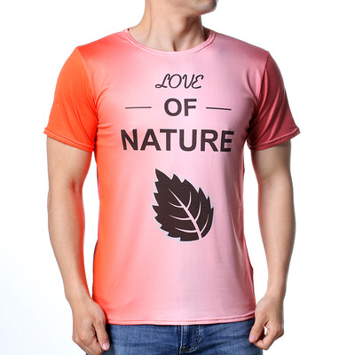 

Fashion Mens O-neck Letter And Leaf Print Pullover T-Shirts