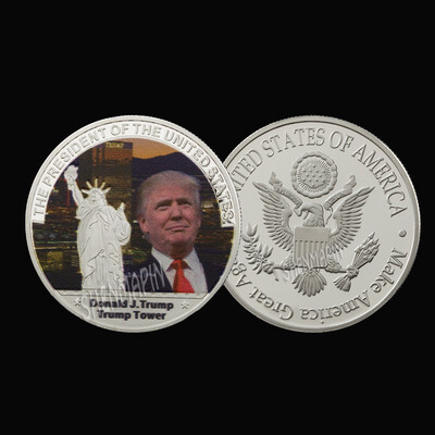 

American 45th President Donald Trump Coin US White House The Statue of Liberty Metal Coin Collection GoldSilve New