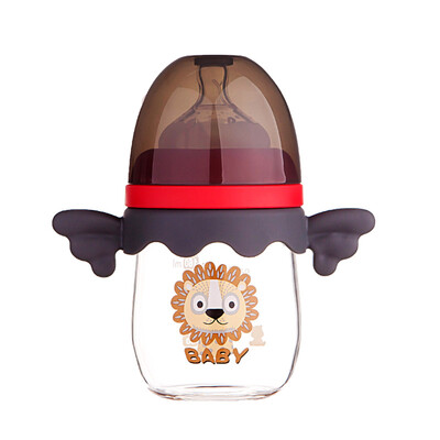 

Small Bear Snow Bear wide-bore glass bottle newborn imitation breast milk real heat-resistant bottle 160ml magic black 09998