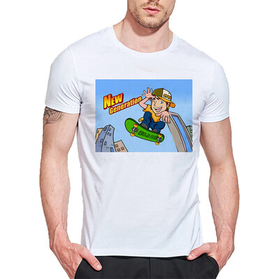 

Mens O Round Neck Casual Short Sleeves Fashion Cotton T-Shirts New Genration Letter & Skating Boy Picture Digital Pr