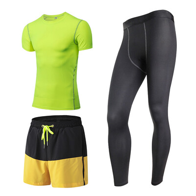 

3 Pcs Quick Dry MenS Sport Suit Compression Tracksuit Fitness Tight T-Shirt