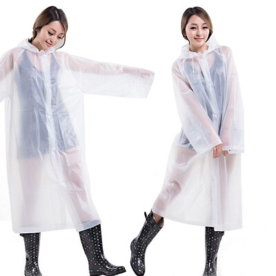 

40000 km adult raincoat translucent scrub fashion raincoat non-disposable raincoat EVA14 silk men&women long hooded padded poncho SW8027 white