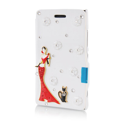 

MOONCASE Luxury Flower Crystal Leather Side Flip Wallet Pouch Case Cover for Nokia Lumia 925