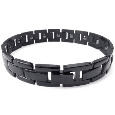

Hpolw Mens Magnetic Magnets Stainless Steel Bracelet, Classic Links, Black