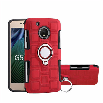 

SHS Phone Case For Motorola Moto G5G5 PlusG5sG5s Plus Luxury Armor Ring Bracket Silicon TPU Lattice texture Protection
