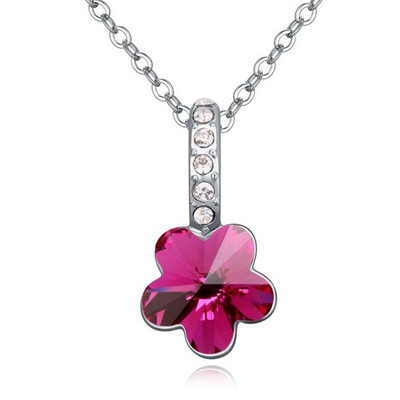 

Crystal Plum Pendant Necklace Made With Austrian Crystals From Swa Elements For Women Gift White Gold Plated 17544