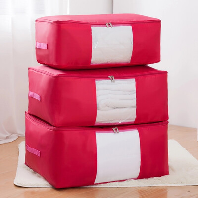 

Star Discovery Storage Bag Thicken Oxford Cloth Portable Finishing Bag Cotton Quilt Travel Woven Bag Moving Storage Bag Finishing Bag Large Capacity 3 Pack Red
