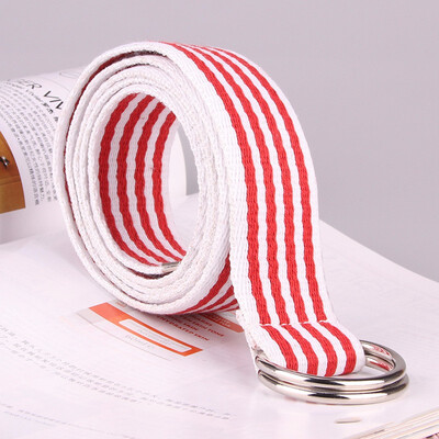 

Womens Fashion Double Ring Buckle Cowboy Simple Canvas Belt Mens Belt