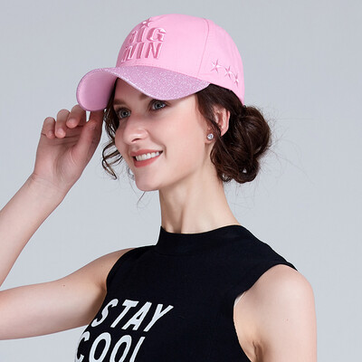 

WILLIAM&KATE William Kate baseball cap female Korean version of the trend cap outdoor sports hip hop hat fashion couple sequins sun hat MZ8722 pink 56-58cm