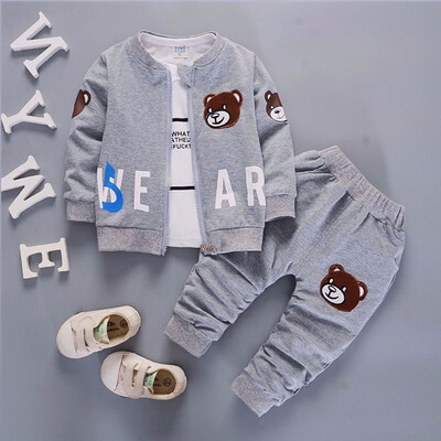 

Brand New Children Boys Girls Clothing Sets Spring Autumn Fashion Style Cotton Coat With Pants Baby Clothes 3 Pcs Tracksuit