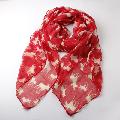 

Guttavalli New Women Deers Print Long Scarf Viscose Christmas Elks Soft Shawl Nice Vintage Solid Animals Chevron Wraps