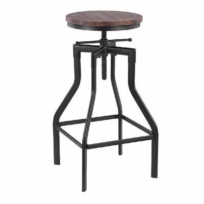 

Industrial Swivel Bar Stool Height Adjustable Pinewood Top