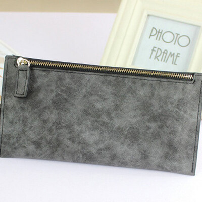 

Wallet New Lady Long Matte Leather zipper female purse Cards Holder Clutch bag