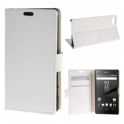 

MOONCASE ЧЕХОЛ ДЛЯ Sony Xperia Z5 Compact ( Z5 Mini ) Snake pattern Leather Flip Folio Wallet Slot Stand White 02