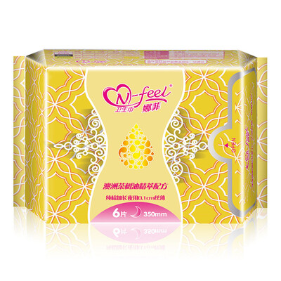 

Nafi sanitary napkin 3D convex convex cotton surface plus night with 350mm 6 leak-proof breathable light absorption after the leakage barrier