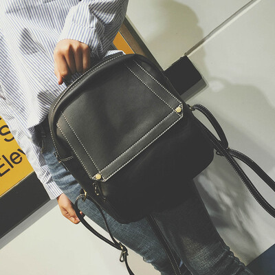 

Womens Bag 2018 New Fashion Backpack Simple Shoulder Bag for Female College Wind Bag Pure Color PU Leather Backpack Women Bag