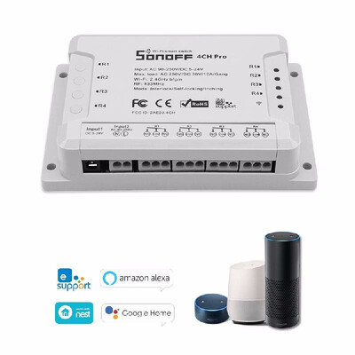 

SONOFF 4CH Pro R2 ITEAD RF 433MHz 4 Gang WiFI Switch 3 Working Modes InchingSelf-LockingInterlock WiFi Smart Switch Works with A