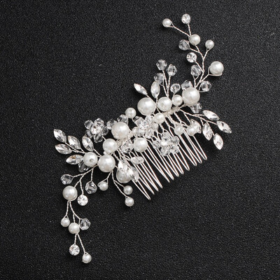 

Jonnafe Silver Pearls Wedding Hair Accessories Bridal Hair Comb Tendy Crystal Bridal Hair Jewelry Women Headpiece