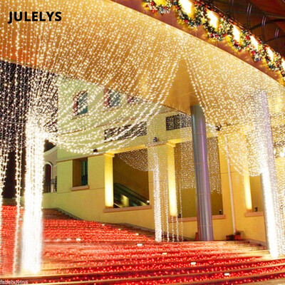 

JULELYS 8M x 5m 1280 Bulbs Curtain Decorative LED Lights Garland Christmas Lights Outdoor For Wedding Holiday Party Home Garden