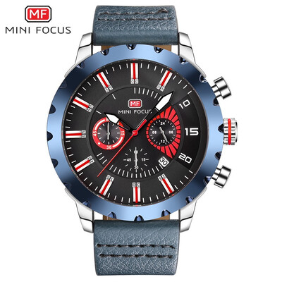 

MINI FOCUS Fashion Leather Strap Sport Men Quartz Watch MF0079G