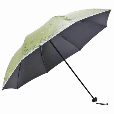 

Paradise umbrella full shading black plastic silk screen tri-fold umbrella umbrella sun umbrella bean green 30499ELCJ