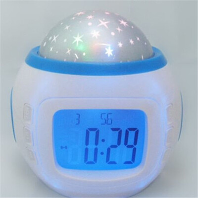 

FIRSTSELLER Starry Sky LED Projector Music Alarm Clock with Backlight Calendar&Thermo 95269