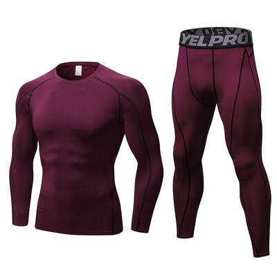 

Quick Dry Tracksuit For Men Fitness Tight Long Sleeve T-Shirt Pant MenS Suit