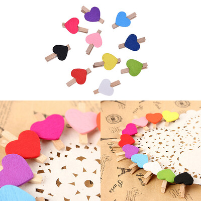 

10pcs Mini Hearts Wooden Pegs Photo Clips Craft Wedding Party Decor