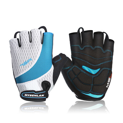 

Meissenlan MYSENLAN cycling gloves female half finger summer short finger bicycle gloves mountain bike bicycle riding equipment SD30 white blue