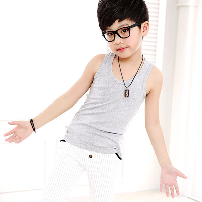 

Langsha childrens vest girls sling cotton summer girl big boy boy underwear light gray 110