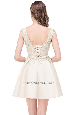 

Dusty Pink Prom Dresses 2018 Short Sexy Applique Lace Formal Party Gown Prom Dress