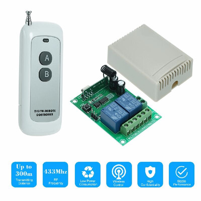 

433MHz DC 12V 2CH Universal 10A Relay Wireless Remote Control Switch Receiver Module And 5PCS 2 Key RF 433Mhz Transmitter Remote C