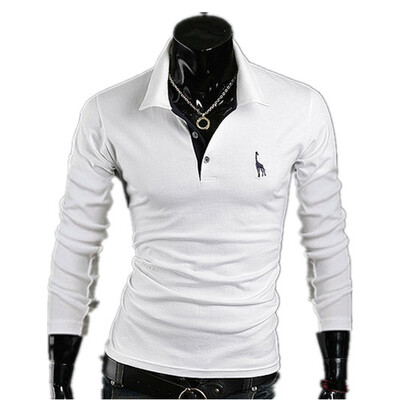 

Zogaa New Korean Mens POLO Shirt Embroidery Slim Long Sleeve