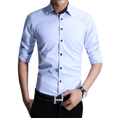 

Zogaa Spring New Mens Shirt Pure Color Long Sleeve Slim