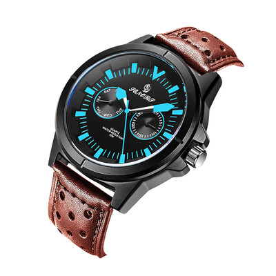 

Sport Business Leather Band Analog Quartz Wrist Watch For Men Week And Calendar Display With Dress Waterproof 30M