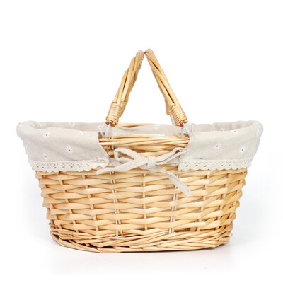 

MEIEM Easter Basket Gift Basket Wicker Woven Picnic Basket with Double Folding Handles Rectangular Willow Basket