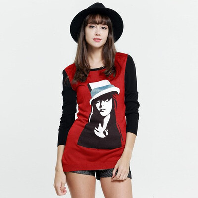 

2018 New Arrival Thin Hit Color Print Thin Sweater Women Slim Sexy Tight Bottoming Knitted Pullovers Sweater Lady