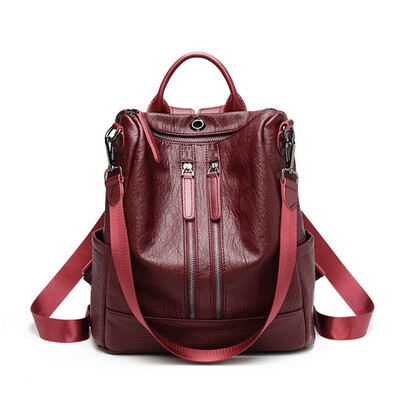 

Fashion shoulder bag female 2018 spring&summer new Korean version of the tide wild multi-function soft leather backpack leisure travel bag
