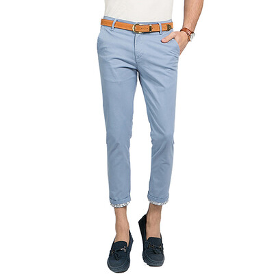 

MSEK) XK3155 casual trousers men's nine pants Korean fashion casual pants male sky blue 34