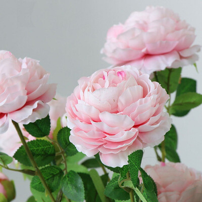 

5pcs 3Heads Artificial Flowers Peony Bouquet Silk Flowers Bridal Bouquet Fall Vivid Fake Rose for Wedding Home Party Decor