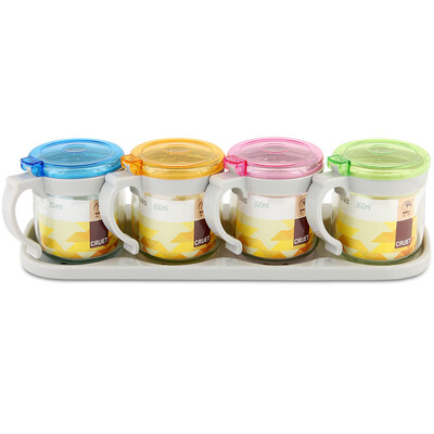 

【Jingdong Supermarket】 Golden Bear 300ML four sets of seasoning tank seasoning box oil tank soy sauce vinegar bottle JC3005